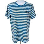 Cat & Jack Girls T-shirt Size XL16 Blue Gray Striped Embroidered Hammer Shark