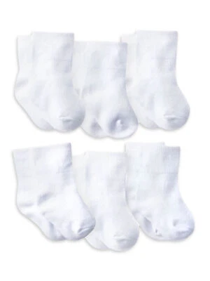 Gerber Unisex Baby 6 Pack Organic Jersey Crew Socks Various Sizes White Neutral - Image 1 of 2