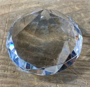 Vintage Rosenthal Signed Diamond Glass Heart Paperweight Art Glass - Picture 1 of 3