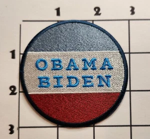 Obama Biden Red White Blue Round Embroidered 3" Iron On Patch 2008 NOS - Picture 1 of 1