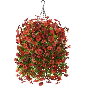 Artificial Flowers Hanging Baskets, 4 Bundles Outdoor Hanging Basket Spring S... - Picture 1 of 7