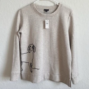 Talbots CREWNECK SWEATSHIRT - EMBROIDERED DOG Size Petite Small NWT! - Picture 1 of 9