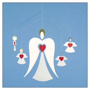 Angel Family Mobile by Torben Nielsen for Flensted, bright red & gold leaf - Picture 1 of 1