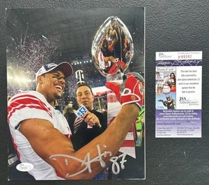 Domenik Hixon New York Giants signiertes 8 x 10 Super Bowl Trophäe Siegesfoto - JSA - Bild 1 von 2