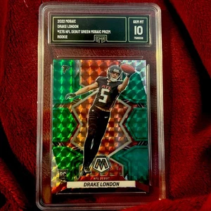 DRAKE LONDON RC GREEN MOSAIC NFL DEBUT 2022 PANINI MOSAIC Gem Mint 10 Falcons - Picture 1 of 2