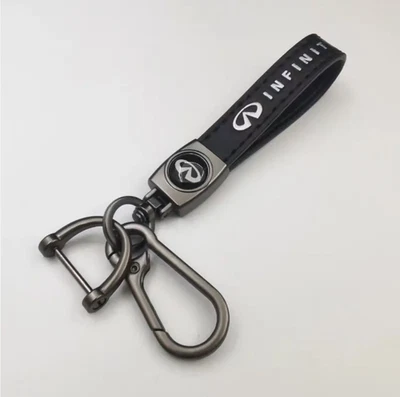 For Infiniti Luxury Leather Keychain Keyring Logo Car Key Ring - Image 1 of 4