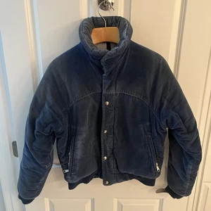 Vintage The North Face 70s Blue Corduroy Puffer Jacket Men Medium M USA Made - Picture 1 of 18