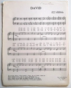 Partition vintage sheet music PIERRE TISSERAND : David * 60's - Picture 1 of 1