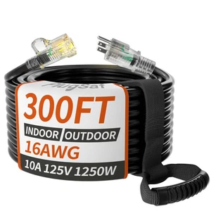 16/3 Gauge Black Outdoor Extension Cord 300 ft Waterproof with Lighted Indica... - Bild 1 von 7