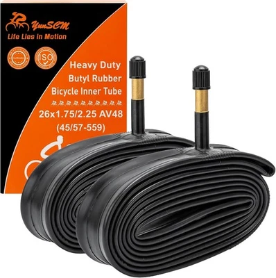 2-PCS 26" Heavy Duty Bike Tubes 26x1.95 26x2.10 26x2.125 AV48MM Schrader Valve 4 - Image 1 of 4