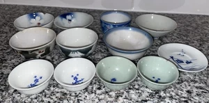 12 Mixed Japan Sake Cups Mini Teacups Porcelain And Bone China - Picture 1 of 11