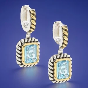 NEW! EFFY ENY STERLIG SILVER & TOPAZ DROP EARRINGS / MSRP $935/ A Great Gift ! - Picture 1 of 2