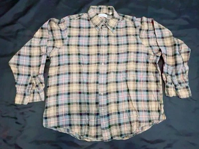 Saks Fifth Avenue Viyella Mens XL Wool Cotton Flannel Plaid Button Down Long - Image 1 of 4