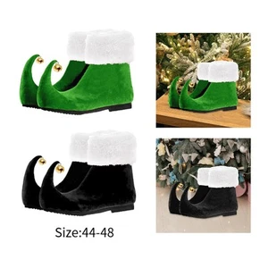 Christmas Elf Shoes Clown Shoes Velvet Cute Santa Claus Booties with Bells - Picture 1 of 15