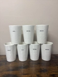 Rae Dunn Melamine Drinking Tumblers Enjoy Drink Sip Gulp Set of 7 - Picture 1 of 3