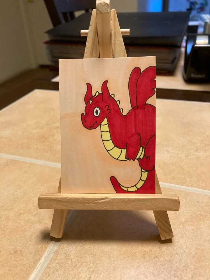 ACEO Original Arte Pintura Miniatura Tarjeta ÚNICA Mini ATC Dragón Abstracto #109 Foto 1 de 1