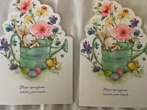 Mary Hamilton 2 Easter Hallmark Greeting Cards Rabbit And Chick - Picture 1 of 3