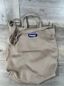 BAGGU Horizontal Zip Duck Bag Canvas Tote Crossbody Travel Channel Embroidered - Picture 1 of 5