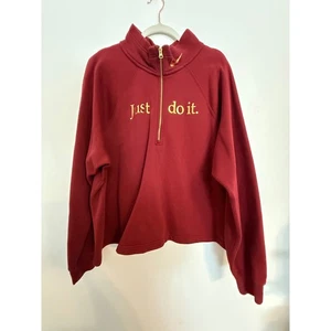 Sudadera Pullover Nike Just Do It Para Mujer 2X Cuello Simulado Rojo Dorado - Imagen 1 de 3