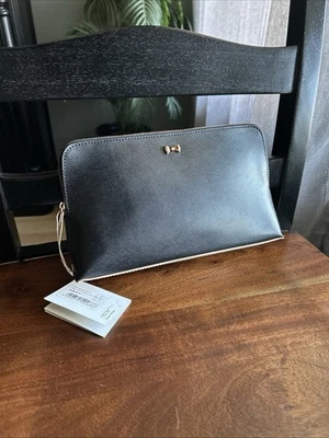 Bolso de lavado/bolso de maquillaje Ted Baker Laurenz de cuero negro/blanco/oro rosa Foto 1 de 4