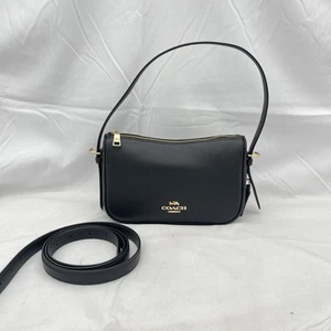 Coach Womens Kailey Shoulder Bag Pebble Leather CY707 Black/Gold - Picture 1 of 15