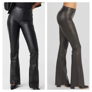 Spanx Damen Leder wie Schlaghose Größe L Luxe Schwarz Pull-On Vegan - Bild 1 von 13