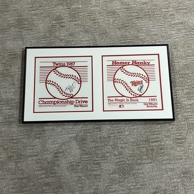 Puckett/Hrbek Signed Framed World Series Homer Hankies Display JSA LOA - Image 1 of 4