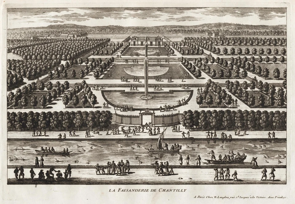 Chateau de Chantilly Pheasantry Faisanderie Fasan Perelle Kupferstich eng 306020 - Bild 1 von 1