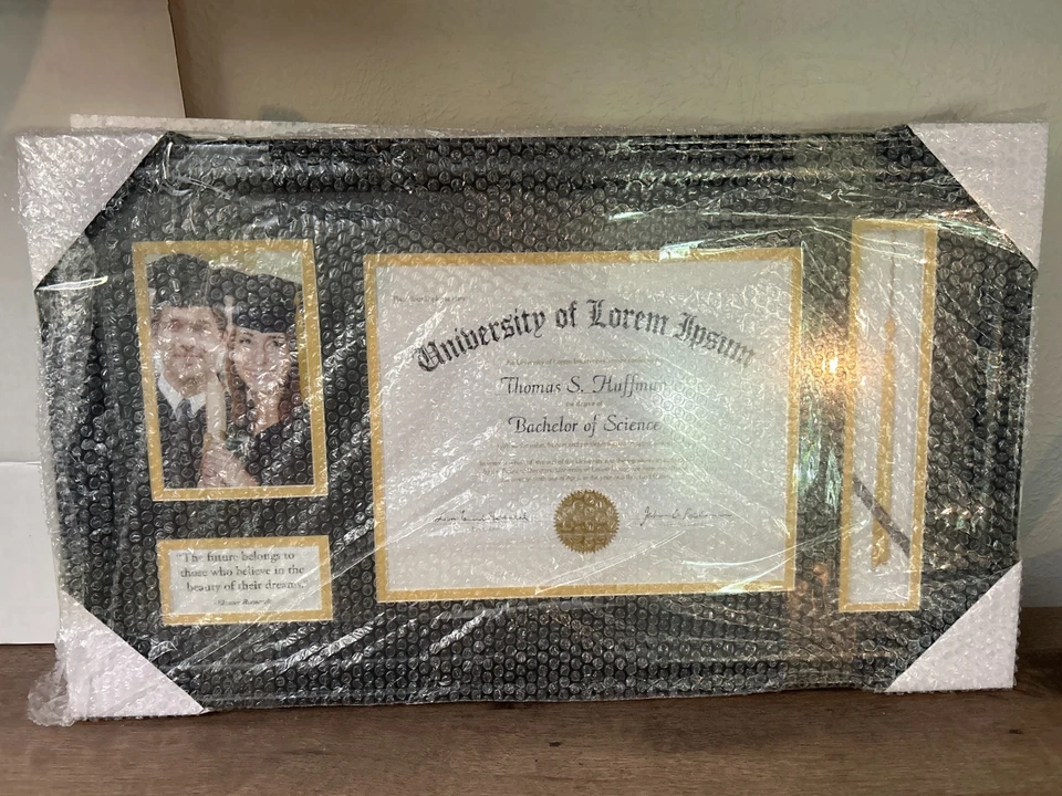 Caja de sombra negra de 13,5"x22,5" con soporte para borla de fotos de diploma alfombrilla doble Foto 1 de 1