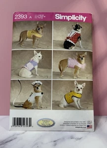 Modello Semplicità 2393 A Disegni per Cani Dinky Cane Chihuahua Vestiti Abiti - Foto 1 di 3