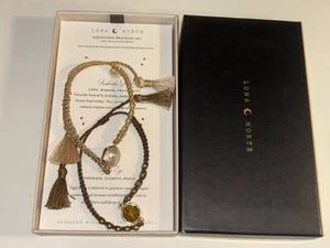 Luna Norte 14kt Gold Plated Brass Tigers Eye & Freshwater Pearl Adj. Bracelets w - Picture 1 of 20