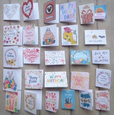 1:12 Dolls House Miniature: 27pcs Multi Greeting Cards Birthday Easter Valentine - Image 1 of 4