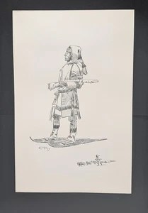 C.M. Russell "Northern Cree" 10.5x16 Vintage 1970 Western Art Unframed - Picture 1 of 11