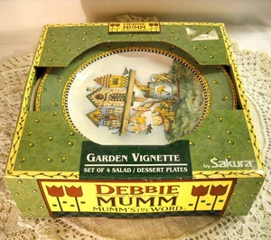 NIB Debbie Mumm Garden Vignette Set 4 Salad/Dessert Plates by Sakura 1999 - Picture 1 of 5