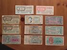 Lot Of 11 Various Old U.S. Military Payment Certificates - Various Conditions