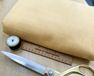 UPHOLSTERY FABRIC REMNANT - Mustard Ochre Yellow Linen Look Fabric - 2m Length - Picture 1 of 5