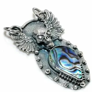 Abalone Shell Gemstone Silver Handmade Fashion Jewelry Pendant 2.55" MP-6542 - Picture 1 of 3