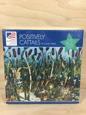 Cats Positively Cattails Puzzle By Jamie Perry Over 1000 Pc. Jigsaw Puzzle New - Image 1 of 4