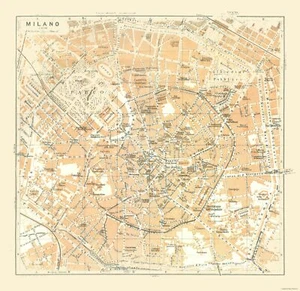 Mapa histórico - Milán Italia - Bertarelli 1914 - 23,69 x 23 - Arte de pared vintage - Imagen 1 de 20