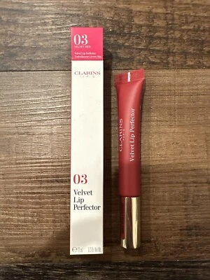 Perfeccionador de labios Clarins Velvet en # 03 terciopelo rojo nuevo en caja tamaño completo ¡100 % auténtico! Foto 1 de 4