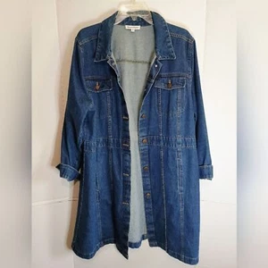 NorthStyle Blue Jean Jacket Classic Oversized Fit Size 1X 100% Cotton Pockets - Picture 1 of 7