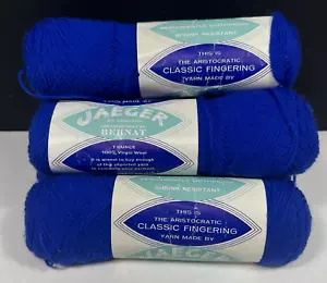 6 madejas hilo para dedos Jaeger Bernat 100 % lana virgen azul real 1 oz ea LEER - Imagen 1 de 5