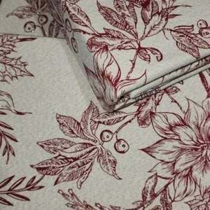 Rachel Ashwell Poinsettia Flowers Tablecloth 60x84in Oblong Gold Accents - Picture 1 of 12