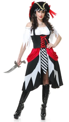 Семь морей пират леди Caribbean Wench карнавальный костюм для Хэллоуина костюм для взрослых - Изображение 1 из 2