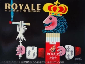 ROYALE CIGARETTES BY HERVE MORVAN C 1960 ON LINEN ORIGINAL FRECNH POSTER - Picture 1 of 1