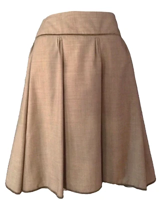 Falda para mujer MAX STUDIOS tostada línea A/plisada con acento de terciopelo talla 12 Foto 1 de 2