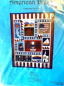 AmericanDream PatrioticQuilt Pattern#601JillilyStudio,55"x70",12 PatternsInclud. - Picture 1 of 8