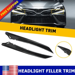 Front Headlight Black Eyelid Molding Trim For 2018-2023 Toyota SE Camry XSE Pair - Picture 1 of 21