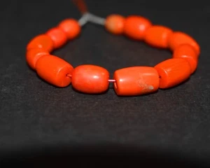 A++ Genuine Natural Orange Coral Tube Smooth Gemstone Loose Beads 4" For Jewelry - Picture 1 of 6
