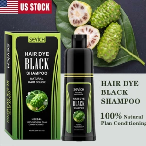 Natural Herbal 250ML Black Hair Color Dye Shampoo Permanent Coloring for Unisex - Picture 1 of 12